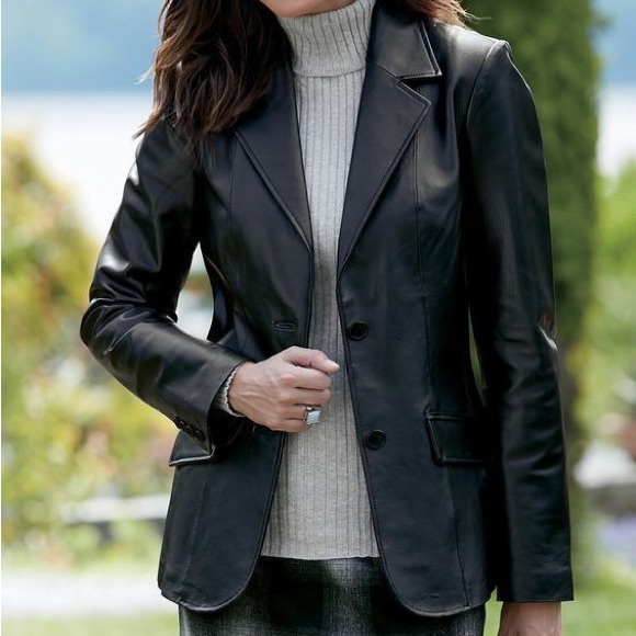 Genuine Leather Blazer Jacket By Jacklyn Smith Classics Size 26W - Picture 6 of 13